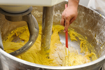 preparation of the typical Italian Christmas cake panettone and Easter cake Colomba
