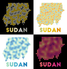 Sudan map. Collection of map of Sudan in dotted style. Borders of the country filled with rectangles for your design. Vector illustration.