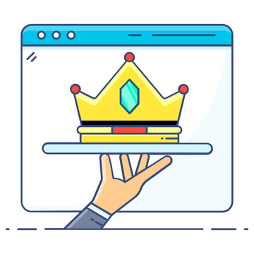 
Crown holding by hand depicting premium service icon
