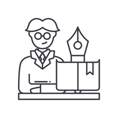 Professor icon, linear isolated illustration, thin line vector, web design sign, outline concept symbol with editable stroke on white background.