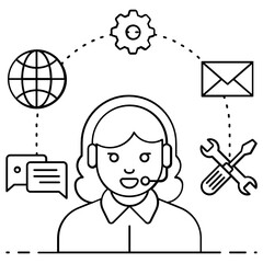 
Help desk vector in modern flat style, service provider 
