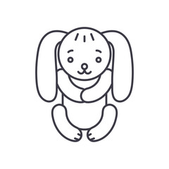 Rabbit toy icon, linear isolated illustration, thin line vector, web design sign, outline concept symbol with editable stroke on white background.
