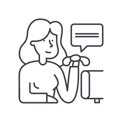 Receptionist concept icon, linear isolated illustration, thin line vector, web design sign, outline concept symbol with editable stroke on white background.