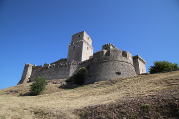 Fototapeta na wymiar View of the Rocca Maggiore of Assisi