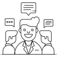 
Vector of breakout session, persons with speech bubbles 
