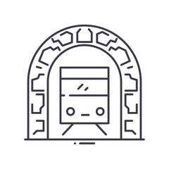 Fototapeta premium Railway icon, linear isolated illustration, thin line vector, web design sign, outline concept symbol with editable stroke on white background.
