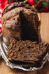 christmas typical fresh chocolate panettone