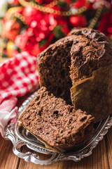 christmas typical fresh chocolate panettone