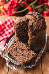 christmas typical fresh chocolate panettone