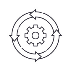 Iteration cycle icon, linear isolated illustration, thin line vector, web design sign, outline concept symbol with editable stroke on white background.