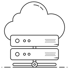 
Cloud data server rack, flat design of cloud storage 
