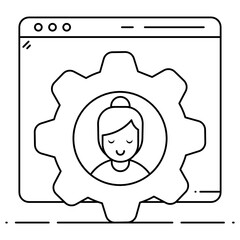 
Gear under magnifying glass on webpage denoting seo icon
