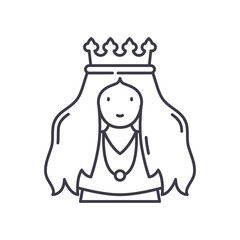 Queen icon, linear isolated illustration, thin line vector, web design sign, outline concept symbol with editable stroke on white background.