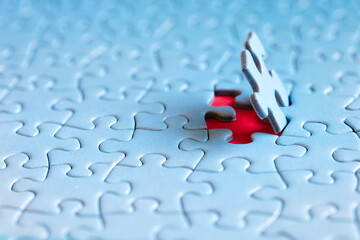 The last piece of jigsaw puzzle concept for solution and completion