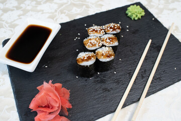 Delicious, juicy maki with eel