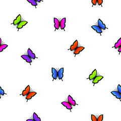 Seamless Pattern Abstract Elements Color Butterfly Insect Shadow Vector Design Style Background Illustration