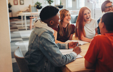 Group of multi-ethnic students in classroom