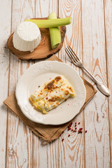 vegetarian cannelloni with ricotta cheese and leek