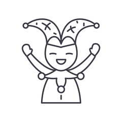 Jester icon, linear isolated illustration, thin line vector, web design sign, outline concept symbol with editable stroke on white background.