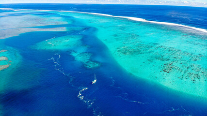 View from Drone on a Reef in French Polynesia