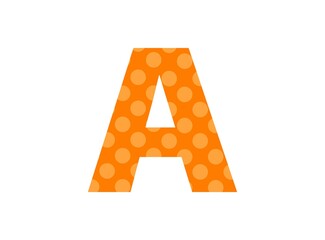 A letter font made of orange polka dot pattern. Funny cute, children's ages design. LOL girly baby surprise style. For; birthday invitation, banner etc. İsolated vector illustration