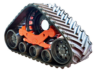 Replaceable continuous track drive for harvester isolated white