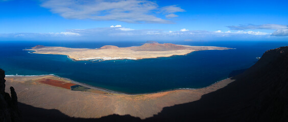 Lanzarote, Blick vom Mirador del Rio auf La Graciosa