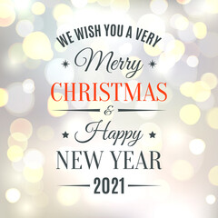 Naklejka na ściany i meble Merry Christmas and Happy New Year 2021 typographic design.