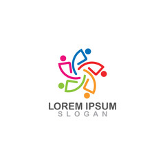 Abstract people logo Vector Emblem Design Template. Creative Circle of People Icon