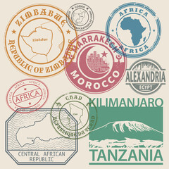 Stamps set with the names and maps of Africa countries, inside the stamp © Flavijus Piliponis