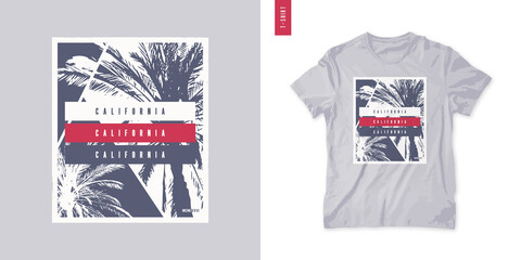 California. T-shirt vector design, poster, print, template