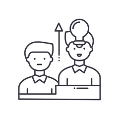 Competitive employees icon, linear isolated illustration, thin line vector, web design sign, outline concept symbol with editable stroke on white background.