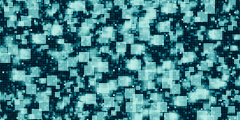 Blue mixed green background Square blur, square, abstract blur mosaic, illustration for science, business or technology 3d illustration