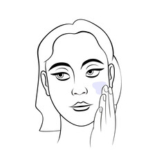 Woman applying cream on face portrait vector illustration