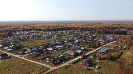 View of a village in Russia from above