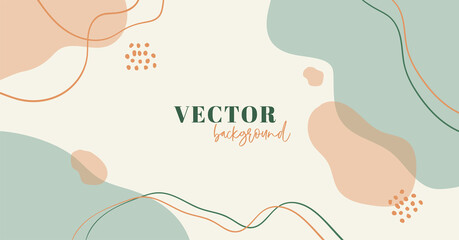 Abstract minimal organic vector background in pastel colors with copy space for text. Facebook cover template