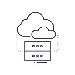 Cloud storage process icon, linear isolated illustration, thin line vector, web design sign, outline concept symbol with editable stroke on white background.