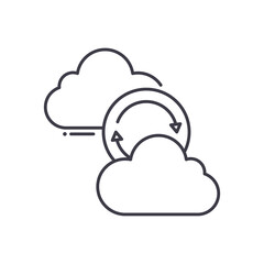 Cloud synchronize icon, linear isolated illustration, thin line vector, web design sign, outline concept symbol with editable stroke on white background.