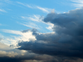 Dramatic sky with stormy clouds.