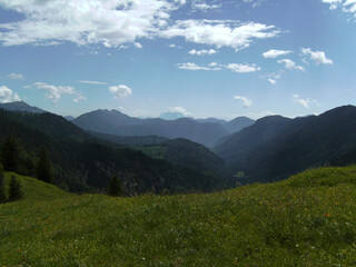 Mountain hiking tour to mountain Guffert in Tyrol, Austria