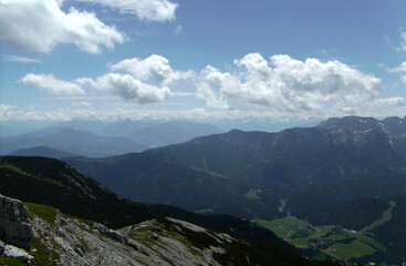 Fototapeta na wymiar Mountain hiking tour to mountain Guffert in Tyrol, Austria