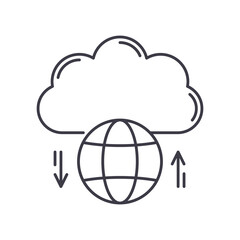 Cloud storage concept icon, linear isolated illustration, thin line vector, web design sign, outline concept symbol with editable stroke on white background.
