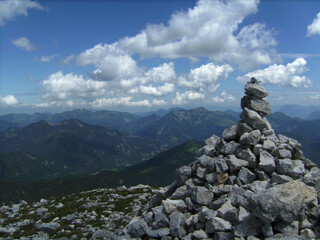 Mountain hiking tour to mountain Guffert in Tyrol, Austria