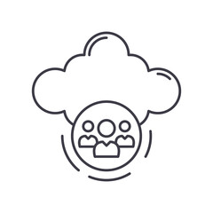 Cloud user icon, linear isolated illustration, thin line vector, web design sign, outline concept symbol with editable stroke on white background.