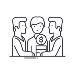 Company meeting icon, linear isolated illustration, thin line vector, web design sign, outline concept symbol with editable stroke on white background.