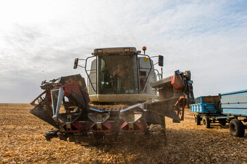Fototapeta premium combine after harvesting corn