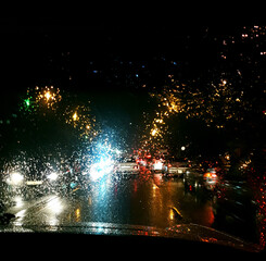 City in the light of night lights