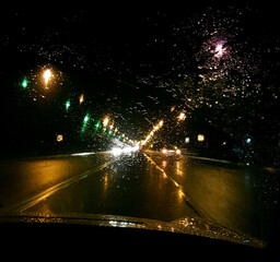 City in the light of night lights