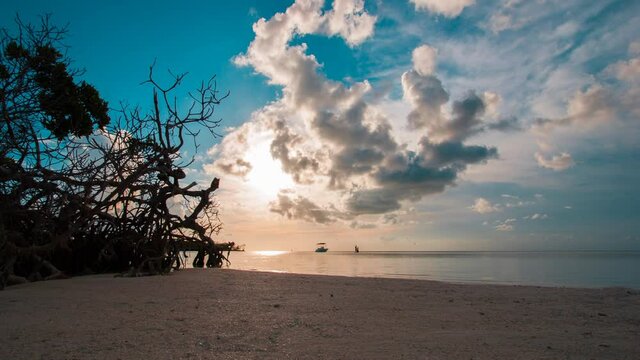 Sunset time lapse captured on Snipes Point beach near Key West in the Florida Keys.