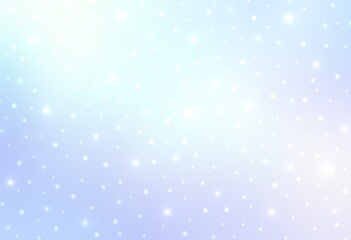 Fairy tale light blue sky decorated sparkles. Winter holidays empty background. Delicate magical illustration.
